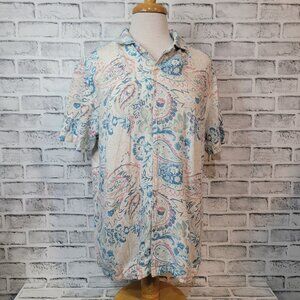 Porter & Ash Linen Blend Shirt Pastel Paisley Women's L